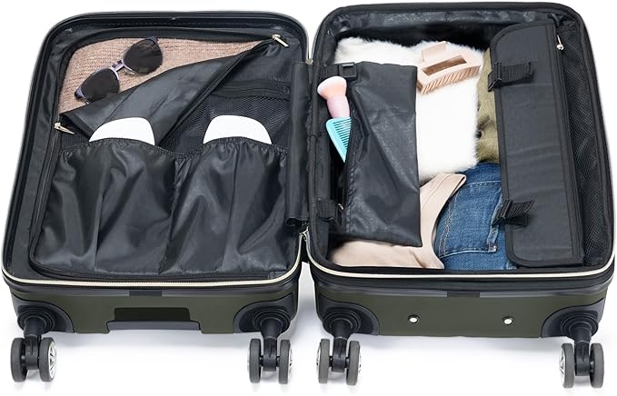 Kenneth Cole REACTION Madison Square Lightweight Hardside Chevron Expandable Spinner Luggage, Olive, 24-Inch Checked