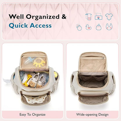 mommore Diaper Bag Small Diaper Backpack Stylish Toddler Baby Mini Maternity Bags Travel Backpacks with Insulated Pockets, Changing Pad, Stroller Straps