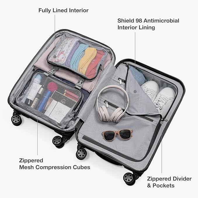 Traveler's Choice Pagosa Indestructible Hardshell Expandable Spinner Luggage, Black, 22-Inch Carry-on