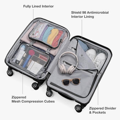 Traveler's Choice Pagosa Indestructible Hardshell Expandable Spinner Luggage, Black, 26-Inch Medium