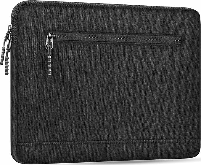 Laptop Sleeve 14 inch, Shockproof Protective Computer Case with Front Pocket, Water Resistant Durable Traveling Laptop Carrying Bag Compatible for MacBook Air/Pro, HP, Dell, Lenovo, Acer, Black