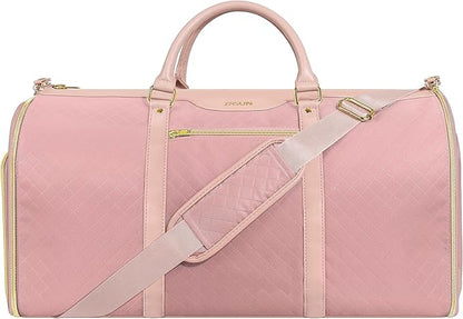 Garment Bag for Travel, Carry On Garment bag, Convertible Duffel Bag with Shoe Compartment, Perfect for Business Trips and Weekend Getaways(Pink)