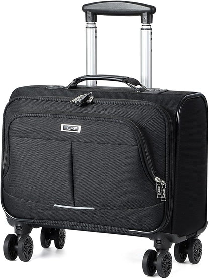 Lekebobor Rolling Laptop Bag With a Compact Combination Lock，Rolling Laptop Briefcase on Wheels for Women/Men Fits Up to 15.6Inch computer Bags Water Resistant for Work Travel and Business, Black