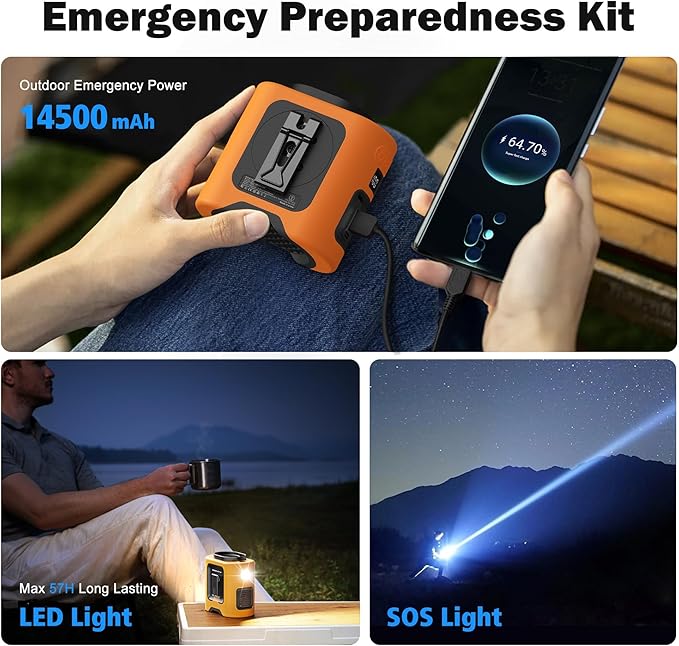 10000mAh Portable Waist Clip Fan, 40H Cooling Personal Wearable Fan, 5 Speeds 16000RPM Strong Belt Fan, Rechargeable Hands-free Neck Fan With Flashlight for Outdoor Jobsite Camping Traveling (Orange)