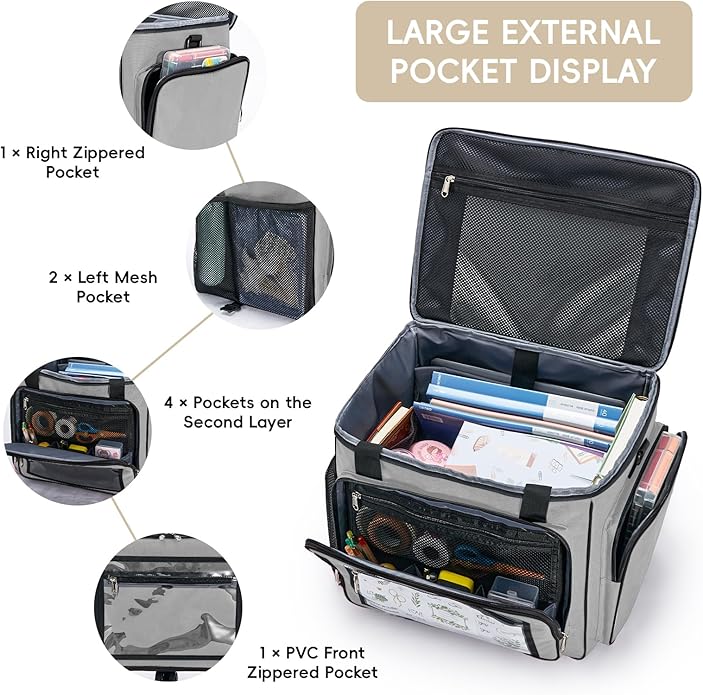 2025 Rolling Teacher Tote Bag with 15.6" Laptop Compartment