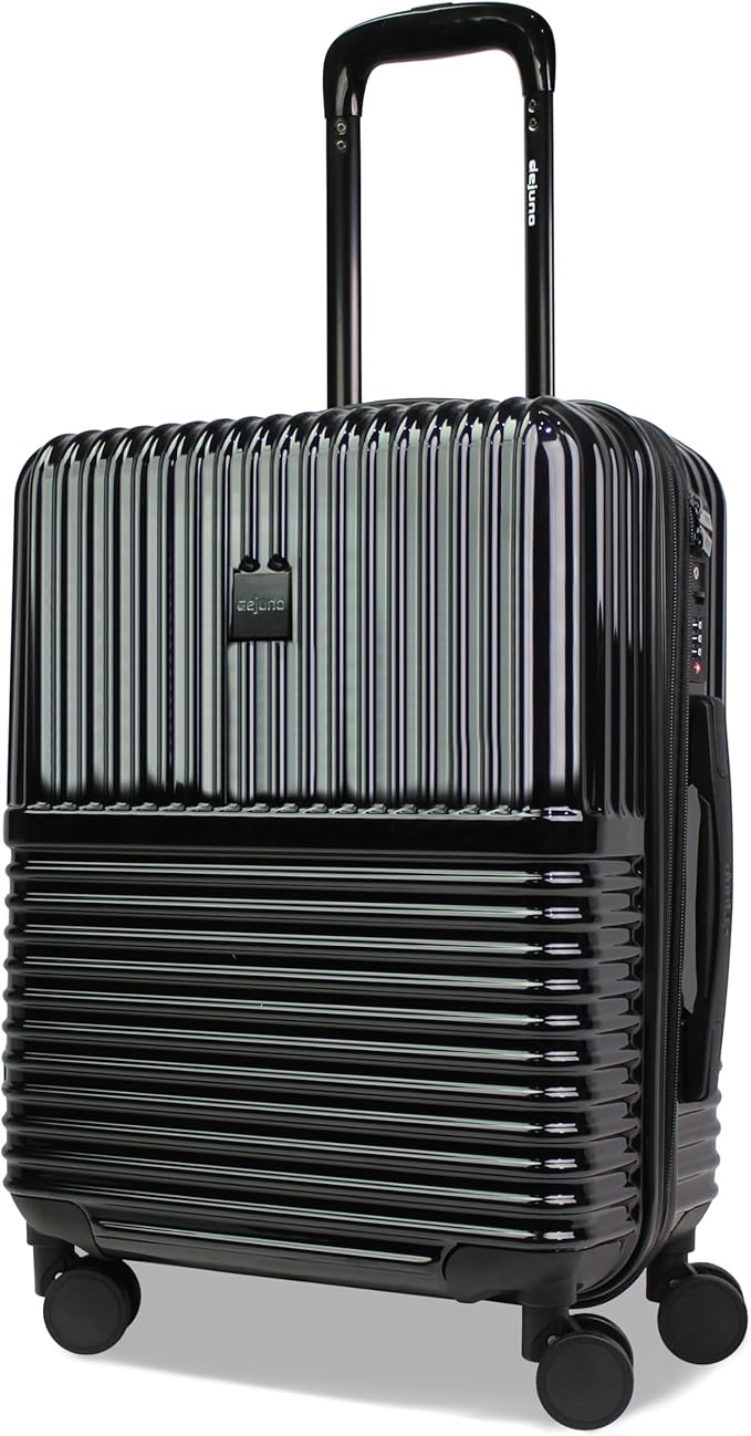 World Traveler Dejuno Tonal 20-Inch Carry-On Polycarbonate Lightweight Hardside Expandable Spinner Luggage Suitcase with TSA Lock - Onyx