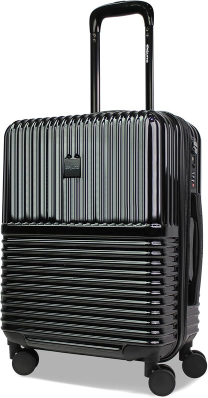 World Traveler Dejuno Tonal 20-Inch Carry-On Polycarbonate Lightweight Hardside Expandable Spinner Luggage Suitcase with TSA Lock - Onyx