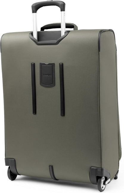 Travelpro Maxlite 5 Softside Expandable Upright 2 Wheel Checked Medium Luggage, Lightweight, 26-Inch — Slate Green