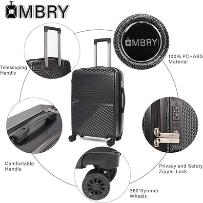 Luggage Set 3 Pieces -Suitcase Set - Carry on Luggage with Wheels - Check-in Luggage - PC + ABS Durable Suitcase Rotating Silent Wheels 3-Piece 20/24/28 Black