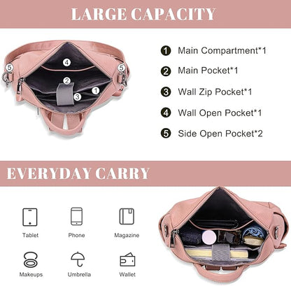 Genuine Leather Backpack Purse for Women: Fashion Ladies Convertible Backpack Designer Shoulder Handbag for Travel