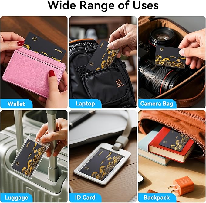 Original Air Tag Wallet Tracker Card 0.07in IP68 Waterproof Bluetooth Tracker Smart Finder, Passport, Work with Apple Find My, Wireless Charging, Card Locator[Apple MFi Certified] iOS Only