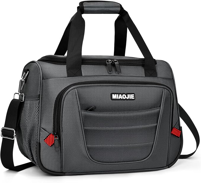 Underseat Carry On luggage Bag Airplanes Personal Item Bags, Gym Bag for Men Weekender Overnight Travel Tote Bag Shoulder Small Softside Carry on Luggage Travel Duffel Bags For Men Women -16 IN Grey