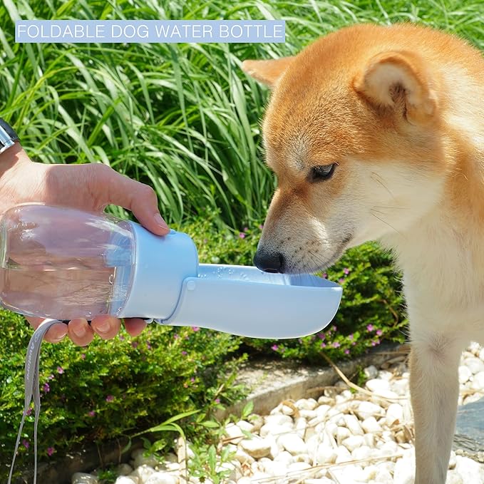 Foldable Dog Water Bottle, Portable Water Dispenser for Cat, Rabbit, Puppy and Small Animals, The Perfect Dog Gifts and Dishwasher Safe Pet Accessories for Walking, Hiking, Travel