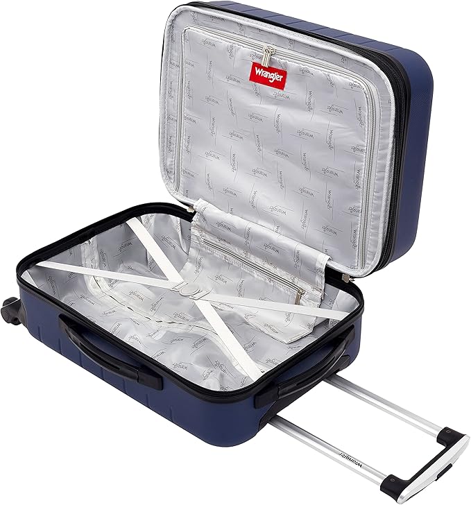 Wrangler Smart Luggage Set with Cup Holder and USB Port, Navy Blue, 2 Piece