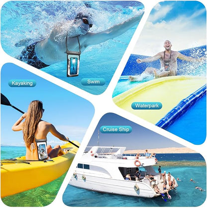 Large Floating Waterproof Phone Pouch, 2Pack Cell Phone Dry Bag for iPhone 17 16 15 14 13 Pro Max Galaxy S24 S23 S22 All Phones, Float Water Proof Bag for Beach Water Park (Frosted + Frosted)