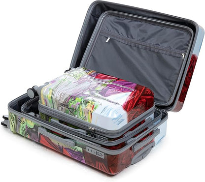 Campfun Luggage Sets 3 Piece, Hardside PC Suitcase Sets with Double Spinner Wheels, Durable Printed Pattern Carry On Luggage with TSA Lock, 20/24/28 inch(Iron Tower)