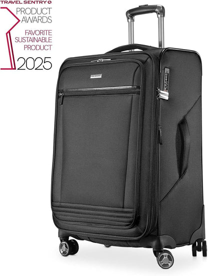 Ricardo Beverly Hills Avalon Softside Medium Check-In Luggage Made with Sustainable 100% Recycled PET (rPET), Lightweight, Eco-Friendly Travel, Expandable, Dual Spinner Wheels, Black, 24-inch