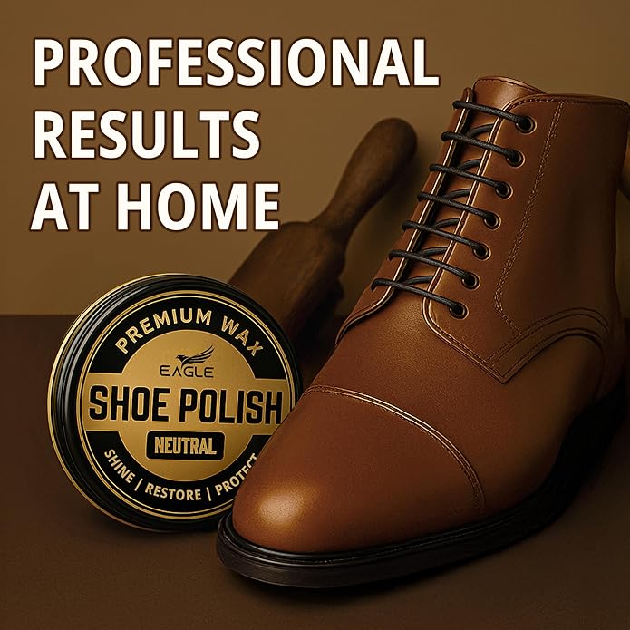 Eagle Shoe Polish Wax – Premium High-Gloss Shine – Restores Color, Covers Scuffs, Nourishes & Protects - 3-Piece Kit