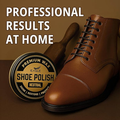 Eagle Shoe Polish Wax – Premium High-Gloss Shine – Restores Color, Covers Scuffs, Nourishes & Protects - 3-Piece Kit