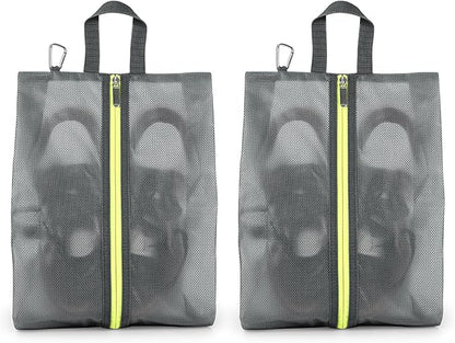 2 Pack Shoe Bags for Travel, Sneaker Bags, Waterproof Travel Shoe Bags with Zipper for Packing, Golf Shoe Dust Bags for Man and Women, Medium, Grey