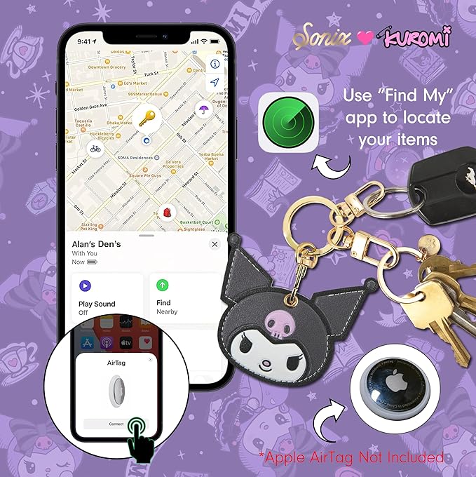 Sonix x Sanrio Character Keychain Case Compatible with Apple AirTag | Protective AirTag Cover Keychain | Kuromi