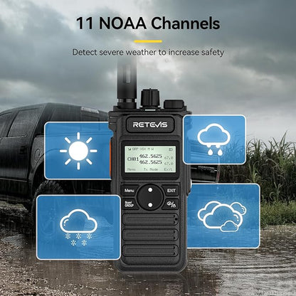 Retevis RT86S 2 Way Radio Long Range, High Power Walkie Talkie with LCD Screen, GMRS Two Way Radio with 2600mAh, NOAA, for Camping Off-Road Hunting(2 Pack)