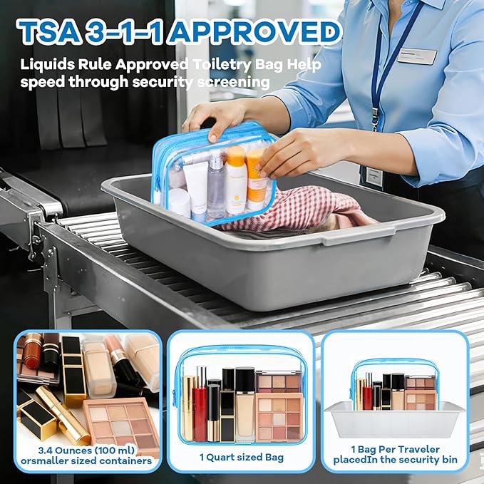 16 Packs Clear Makeup Bag Bulk, Waterproof Cosmetic Storage Bags, TSA Approved Toiletry Bags PVC Zipper Plastic Pouches for Organizing Travel Bathroom