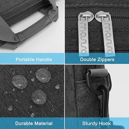 MOSISO Laptop Shoulder Bag 13.3 inch, 13-14 inch Computer Bag Compatible with MacBook Air/Pro 13 / Pro 14, HP Dell ASUS Lenovo with 2 Raised&1 Flapover&1 Horizontal Pocket&Handle&Belt, Slate Gray