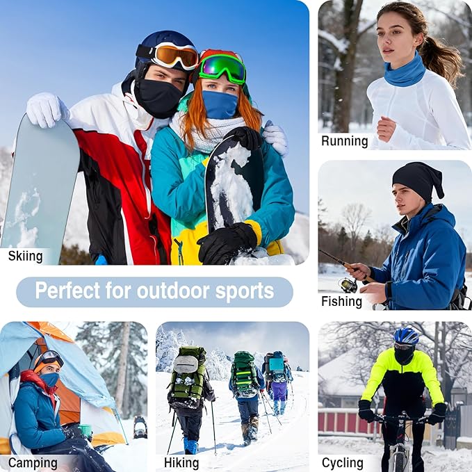 2 Pack Winter Neck Gaiter Warmer for Men&Women,Windproof Face Cover Fleece Face Mask Scarf for Cold Weather Sport