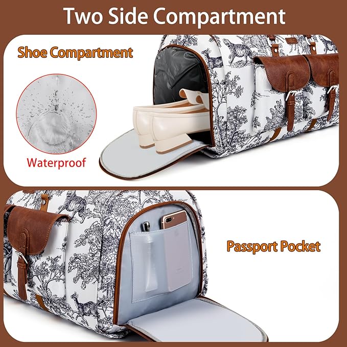 Garment Duffel Bag for Travel - Convertible Carry on Garment Duffel Travel Bag for Women Men Large Weekender Bag with Shoes Pouch 2 in 1 Hanging Suit Travel Duffel Bag 3pcs Set