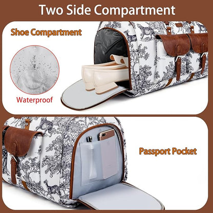 Garment Duffel Bag for Travel - Convertible Carry on Garment Duffel Travel Bag for Women Men Large Weekender Bag with Shoes Pouch 2 in 1 Hanging Suit Travel Duffel Bag 3pcs Set