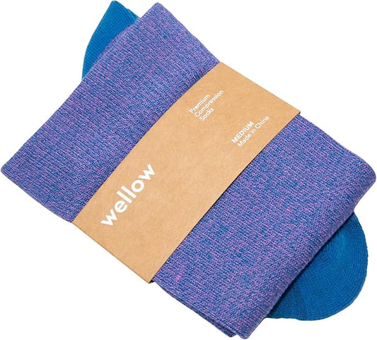 Wellow Wide Calf Compression Socks, Knee High Support, Fit for Men & Women, 18-25 mmHg, Made with Viscose from Bamboo