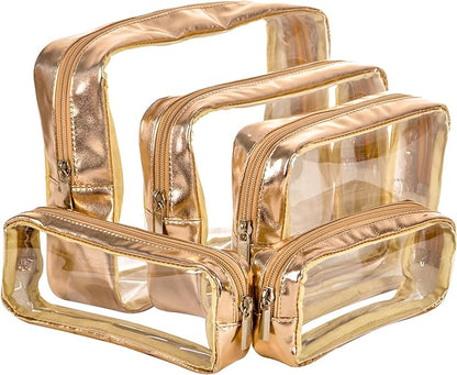 TSA Approved 5-Piece Diaper Bag Organizer Pouch Set Clear Waterproof TPU Kids Toiletry Storage Set Travel Packing Clutch Cube Bags for Baby Nursing