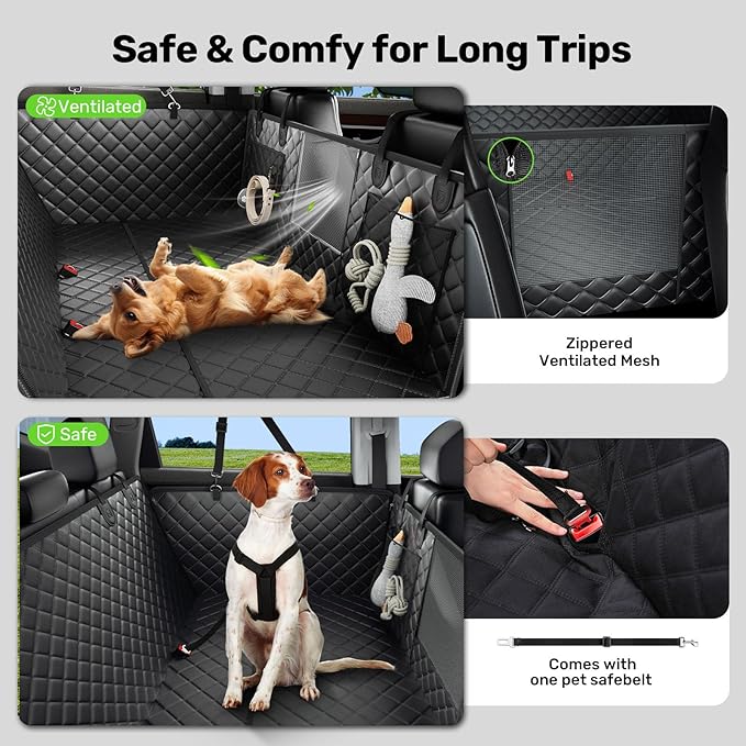 Zanch Heavy-Duty Dog Truck Seat Cover, Flat Solid Back Seat Extender for Multi Large Dogs, Hard-Base Supports 450 lb, Waterproof Hammock Protector, XL for Full-Size Crew Cab Trucks & SUVs, Orange