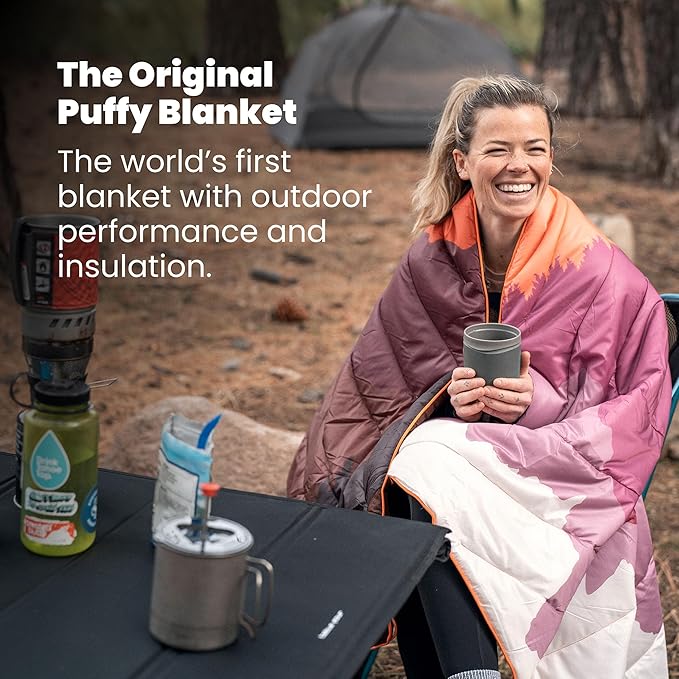 Rumpl Original Puffy Blanket - Warm, Water-Resistant Camping Blanket with 100% Recycled Synthetic Insulation, 52"x75", Original Puffy V2, Midnight Mesa Bandana