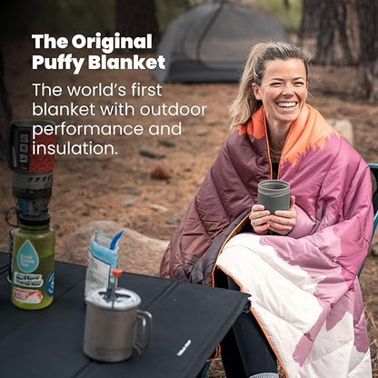 Rumpl Original Puffy Blanket - Warm, Water-Resistant Camping Blanket with 100% Recycled Synthetic Insulation, 52"x75", Original Puffy V2, Olympic Fog