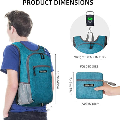 Small Hiking Backpack with Detachable Front Phone Holder, Foldable Packable Back pack with Chest and Waist Strap, Lightweight Daypack for Women Men (Blue, 15L)