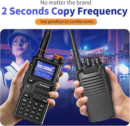 BAOFENG K5PLUS Tri Band Ham Radio Long Range (Upgrade of UV-5R) Handheld High Power NOAA Weather Receiver Two Way Walkie Talkies with Copy Frequency,USB C Charger,2500mAh Battery,Airband,999CH,2 Pack