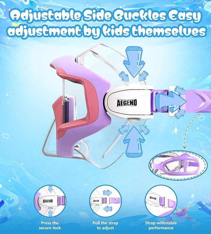 Aegend Snorkeling Gear for Adults Youth Kids, Dry Snorkel Set Panoramic View Enhanced Anti-Leak and Anti-Fog Technology, Adjustable Strap for Snorkeling Scuba Diving Swimming with Mesh Bag