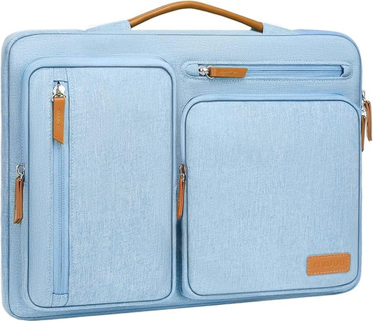 MOSISO 360 Protective Laptop Case 13.3 inch, 13-13.3 inch Laptop Sleeve Compatible with MacBook Air/Pro 13 / Pro 14,HP Dell Acer ASUS,Side Open Carrying Case with 4 Zipper Pockets&Handle, Air Blue