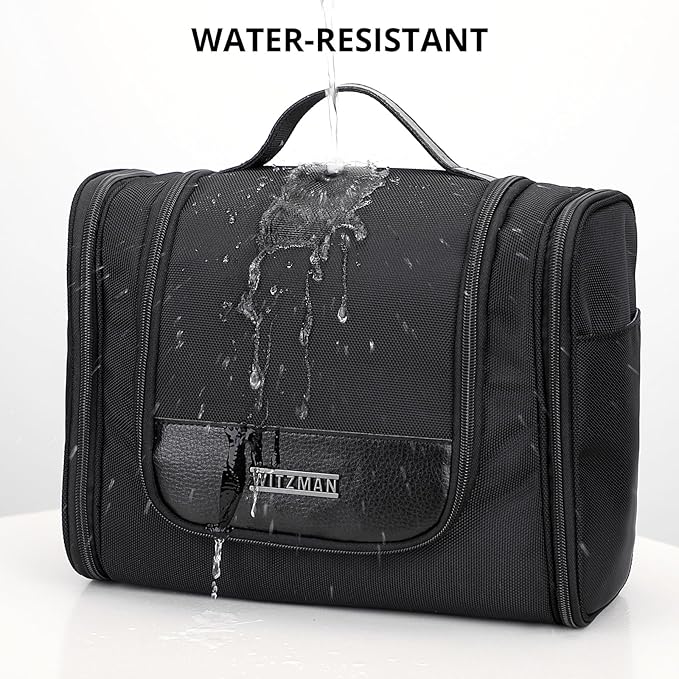 WITZMAN Toiletry Bag for Men Women Large Hanging Multi-organization Bathroom Bag Water-resistant Dopp Kit Shaving Bag Men(B690 Black)