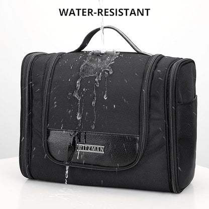 WITZMAN Toiletry Bag for Men Women Large Hanging Multi-organization Bathroom Bag Water-resistant Dopp Kit Shaving Bag Men(B690 Black)