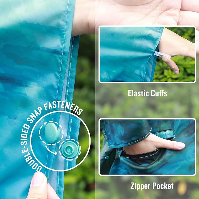 SaphiRose Unisex Rain Poncho Waterproof Raincoat Hooded for Adults Women with Pockets