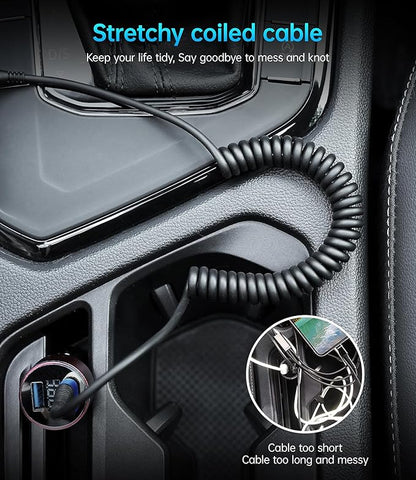 USB C Cable 3ft 2Pack Coiled USB A to USB C Charge Cord for Car, USB-C Charging Cable Compatible with iPhone 17/16/15/Plus/Pro/Pro Max/Samsung Galaxy S20 S10 S9 S8 Plus Note 10 and Other USB C Devices