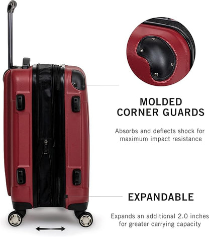 Kenneth Cole REACTION Renegade Luggage Expandable 8-Wheel Spinner Lightweight Hardside Suitcase, Scarlet Red, 24-Inch Checked
