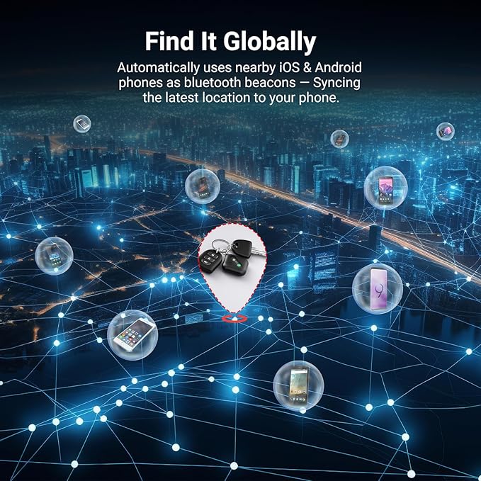 Dual-System Compatible Bluetooth Tracker for iOS or Android Key Finder, Item Locator, Smart Luggage Tracker, Pet Tracker Works with Apple Find My or Google Find Hub IP67 Waterproof Rating (2-Pack)