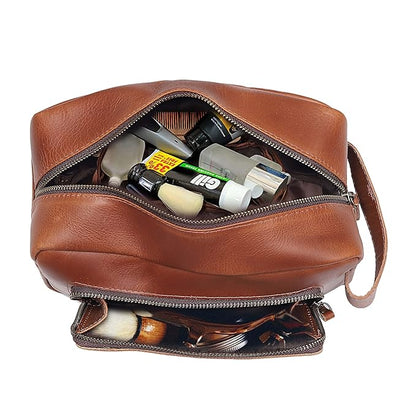 cuero Men's Toiletry Bag Leather Travel Toiletry Bag Dopp Kit for Men Shaving Bag for Travel Accessories 101 YEAR QUALITY REPLACEMENT WARRENTY