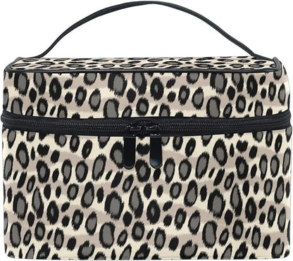 Makeup Bag, Leopard Skin Animal Print Travel Makeup Organizer Bag Cosmetic Cases Toiletry Bags for Girl Women Ladies