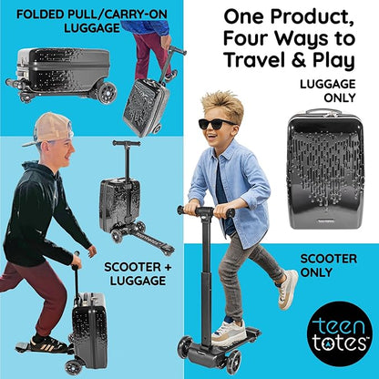Detachable 4-in-1 Scooter Luggage for Kids – Ride-On Suitcase with Removable Luggage Body, Adjustable Handlebar, Durable Deck & Brake, Carry-On Size – Travel & Play