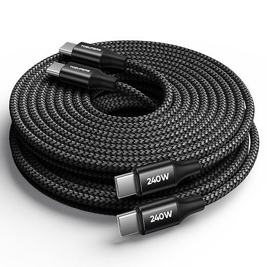 240W USB C to USB C Cable, [10ft 2-Pack] Long USBC to USBC Cable Type C Charge Cord Super Fast Charging for MacBook Pro, iPad Pro, iPhone 16 15 Pro, Samsung Galaxy S25 S24